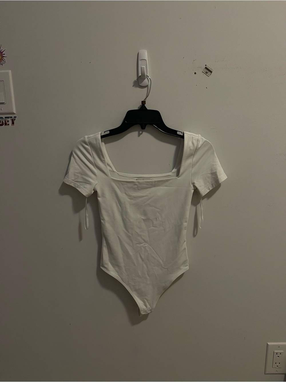 Babaton White Square Neck Short Sleeve Bodysuit - Women's Top